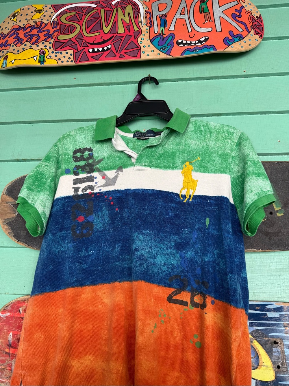Vintage Ralph Lauren Big Pony Paint Splatter Polo